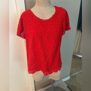 Valentine red lace top. Talbots red lace top